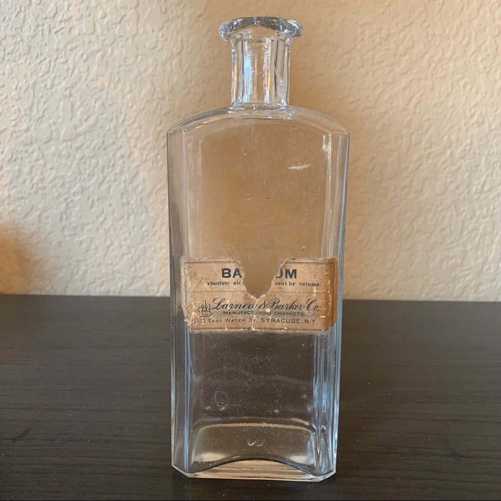 Antique barium glass bottle from Lamed & Barker Co